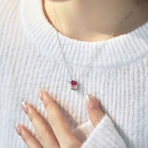 Dylam Rhodium 18K Gold Sterling <b>Silver</b> Infinite Elements Cubic Zirconia Crystal <b>Initial</b> I Alphabet Gradient Pendant <b>Necklace</b> - Product Image 3