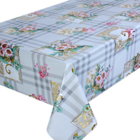 Nappe Imprimée en PVC Métallique Embossé de Luxe à Motif Floral Imperméable, Résistante à l'Huile et à la Chaleur