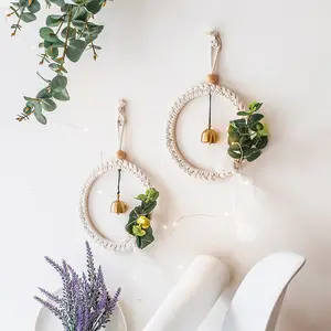 Colgante de flor Artificial de macramé para decoración del hogar, suministros de diseño de habitación para niños, <span class=keywords><strong>tapiz</strong></span> tejido - Product Image 1