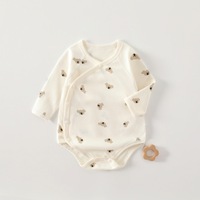 Tutine per Neonati in Cotone di Grado A, Traspiranti, Doppio Strato per Protezione Pancia, Stampa Animalier, 0-1 Anno, Unisex, Chiusura con Bottoni a Scatto