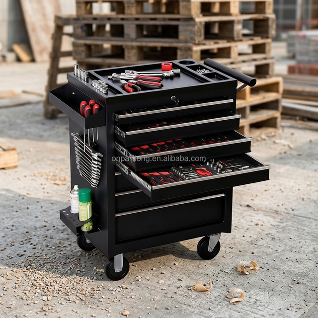 Heavy Duty Tool Cart Thickened Steel Plate Multi Layer Drawer Mobile Cabinet Car Repair Workshop Tool Cart