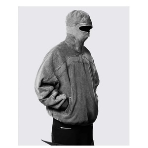 Vente en gros fabricant : Sweat à capuche zippé intégral 100% coton pour homme, style rétro vieilli, uni, délavé, avec poches latérales - Product Image 3