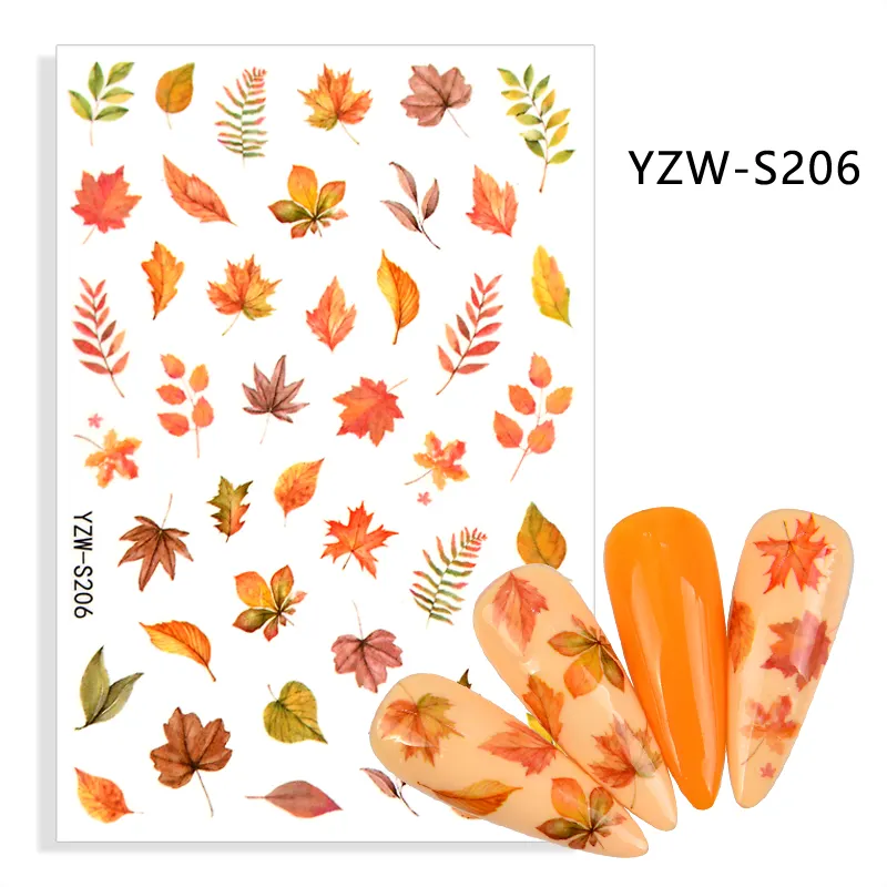 Tip Nail Art TSZS Hot Selling Nail Sticker Leaf Flower Nail Art Colorful Transfer Slider Decal Nail Decoration Tip Factory Supply