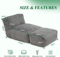 Fauteuil pouf Lazy Bean Bag, canapé simple compressible, inclinable et convertible pour chambre et salon
