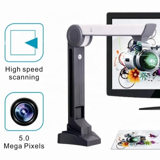 Efficient A4 Document Scanner with USB Interface LED Lighting Zoom Function in Stock for Office Use