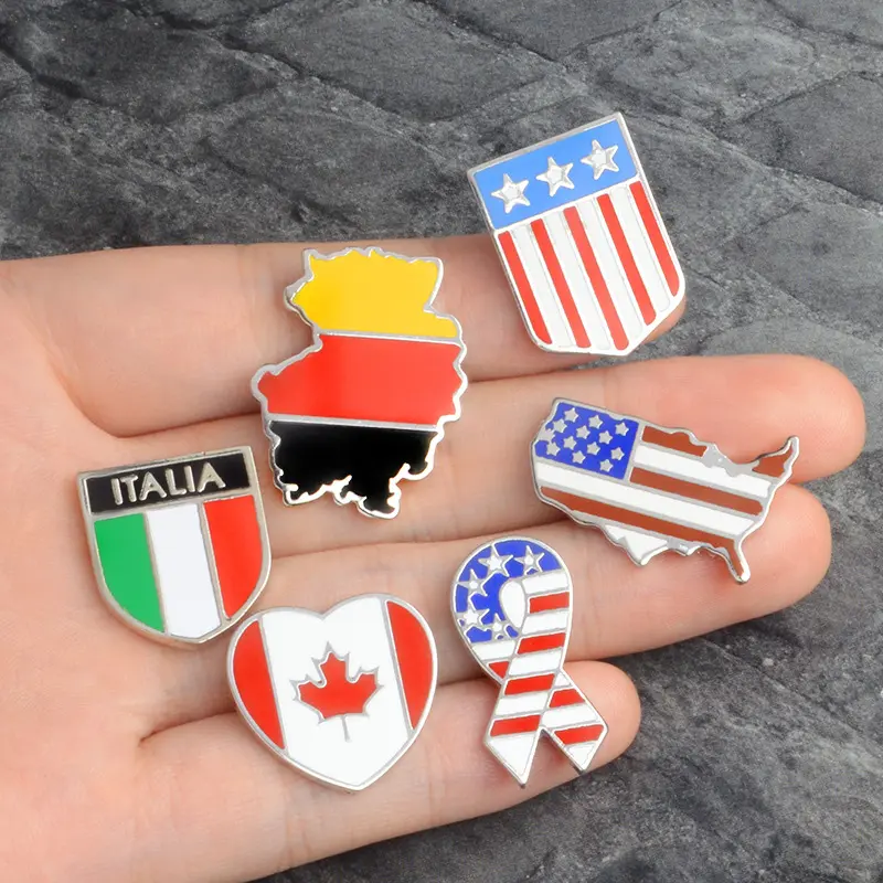 Making Cheap Custom Metal Pins Germany Italy Canada American Flag Lapel Pin