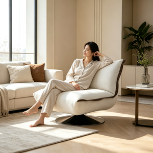 Fauteuil inclinable pivotant en lin contemporain <span class=keywords><strong>Letao</strong></span> Tao, fauteuil rembourré doux, dossier robuste, fauteuil de salon luxueux et confortable - Product Image 2