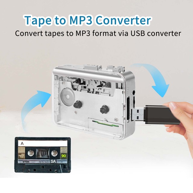 Wholesale Custom Clear Classic Stereo Walkman Tape to MP3 Converter USB Auto Reverse Battery Powered Audio Cassette Player