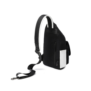 Cuir véritable Noir Hommes Mode Chest Sling Bag Logo personnalisé Crossbody Sport Fanny Bag Men Travel - Product Image 2