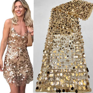 Yeni oyulmuştur örgü <span class=keywords><strong>3</strong></span> + 18mm payet işlemeli kumaş altın boncuklu dantel yuvarlak Sequins kare örgü pullu kumaş kadın etek için - Product Image 1