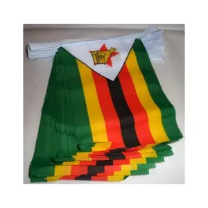 Poliéster al aire libre Zimbabue cuerda Banner banderín Bandera de África país para decoración de eventos de Festival Nacional