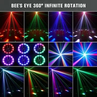 Luz de Cabeza Móvil Profesional con 6 Ojos de Abeja, Láser Verde, LED RGB, Rotación de 360°, Estroboscópica, Control DMX512/RDM/Sonido, 50000h