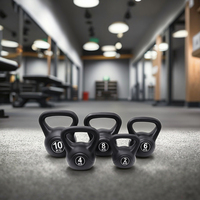 Poids de gymnastique russes en gros coque en plastique 10kg ensemble kettlebell de ciment de sable noir