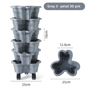 Support de pot de fleurs P470 multi-niveaux en résine avec roulettes, design pastoral simple pour la culture de fraises, plantes vertes et légumes - Product Image 4