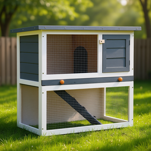 Conejera de Madera Gris para Exteriores con 1 Puerta, Accesorios para Animales Pequeños - Product Image 2