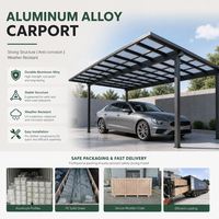 Abri de voiture double en alliage d'aluminium, abri de stationnement extérieur robuste avec toit imperméable pour 2 voitures, cour de villa, allée