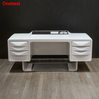 Table de travail de la console Bureau d'usine de style industriel en pierre de surface solide blanche
