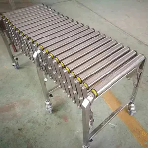 Stainless Steel Jangka Roller Conveyor Fleksibel Expandable Roller Conveyor Di Fuod Berjalan