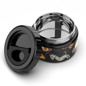 Aohea Factory Pot alimentaire rond noir en acier inoxydable 304 Factory 304 Pot à soupe Mignon enfants Bento Lunch Box silicone de qualité alimentaire - Product Image 2