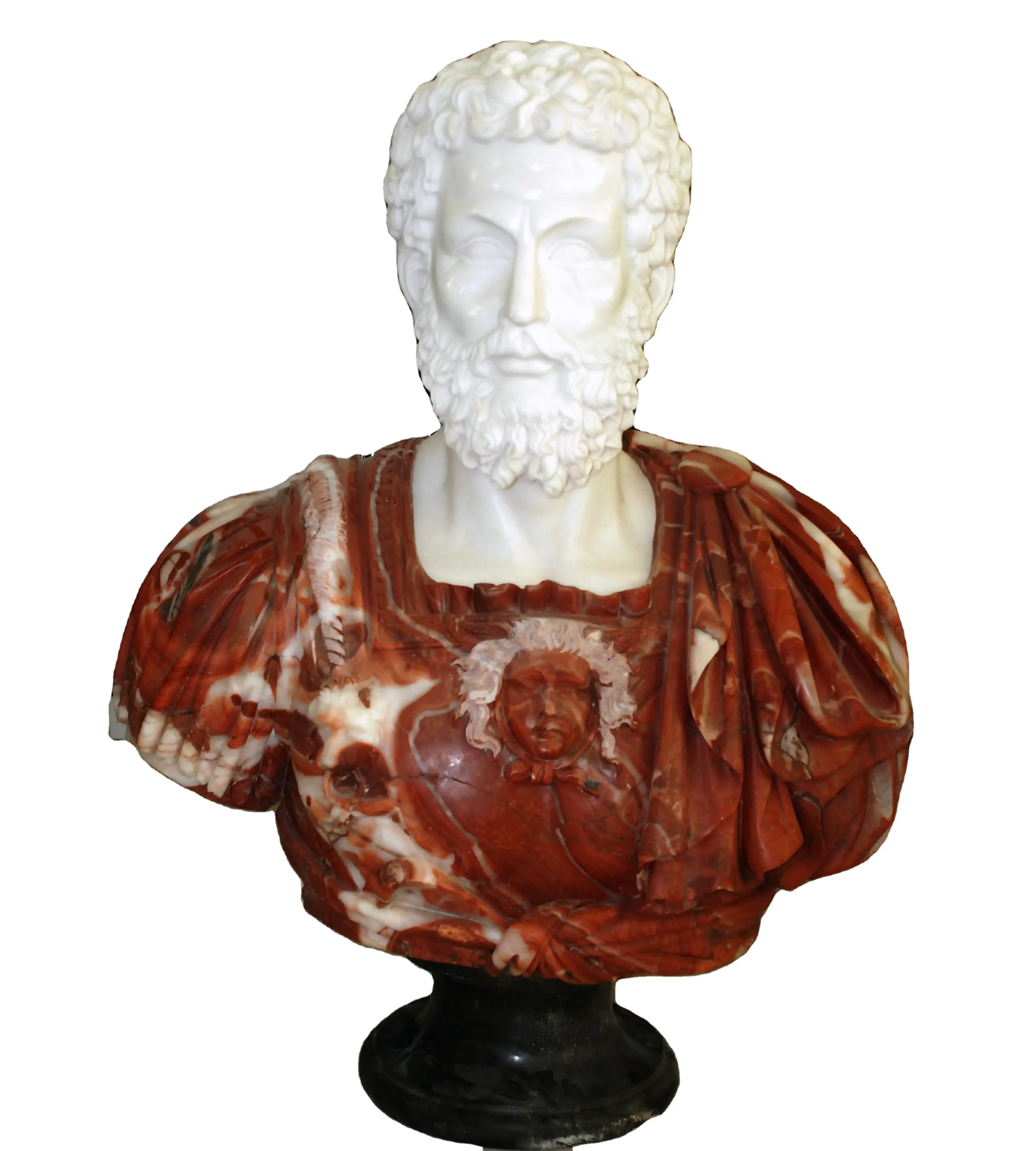 Scultura del busto di scultura di marmo della statua della testa decorativa della casa di pietra romana intagliata