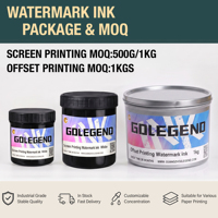 Encre de sécurité à filigrane noir pour impression en petites séries, idéale pour le papier de sécurité, la protection anti-contrefaçon des documents et la sérigraphie