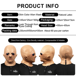 Masque de visage en latex Alien <span class=keywords><strong>Horror</strong></span> Ghost Face, couleur chair, effrayant, pour Halloween, maison hantée, escape room, personnalisable - Product Image 2