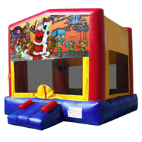 Structure gonflable combinée de qualité commerciale, nouveau design personnalisé, pour enfants, pour fêtes de fin d'année en extérieur, avec toboggan de Noël