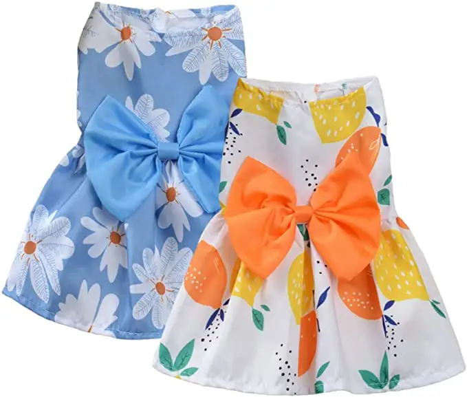 Wholesale Pet Clothes Puppy Princess Girl Dog Dress Floral Vest Clothes for Spring And Summer