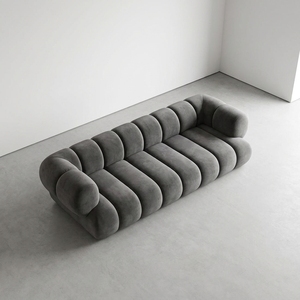 Canapé modulaire en tissu gris style guimauve, design créatif arrondi, canapé nuage pour un intérieur minimaliste - Product Image 5