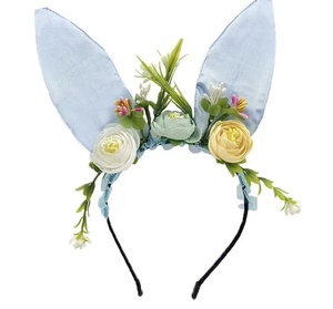 Fascia per capelli con coniglietto di pasqua colorata con orecchie da coniglietto a forma di fiore falso - Product Image 3