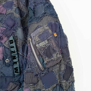 DiZNEW Custom <strong>Patchwork</strong> Denim Bomber <strong>Jacket</strong> Men Plus Size Distressed Washed Street Style Bulk Supply OEM - Product Image 4