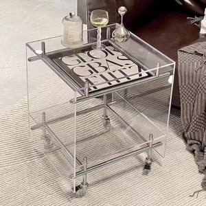 Modern Durable Acrylic Stainless Steel <b>Small</b> <b>Coffee</b> <b>Table</b> Mobile Cart Trendy High-End Sofa Side <b>Table</b> Home Furniture School - Product Image 3