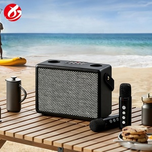 Haut-parleur karaoké sans fil vintage <span class=keywords><strong>portable</strong></span> en plastique pour l'extérieur, alimenté par batterie 5.3 20W, avec 2 micros - Product Image 2