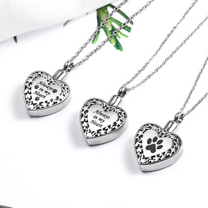 Kalung besi tahan karat desainer Vintage kalung kremasi hewan peliharaan kalung hati pasangan modis perhiasan wanita - Product Image 1