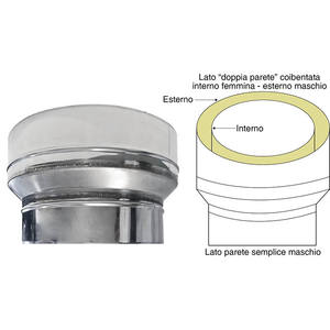 Adaptateur de tuyau de cheminée isolé à double paroi en acier inoxydable DP-PS mâle 300/350 raccords de tuyauterie de haute qualité - Product Image 1