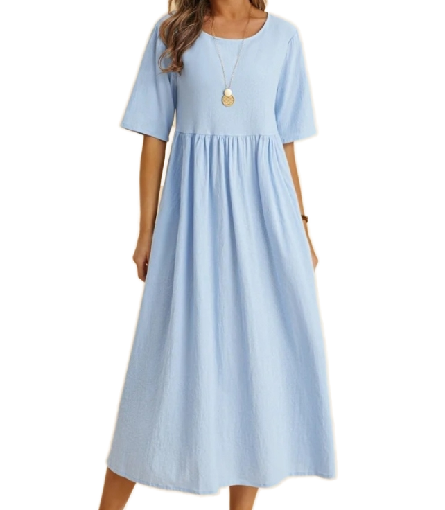 Top Sale Maxi Nonwoven Breathable Eco-Friendly Washable Casual Summer Cotton  Dresses for Women Solid Round Neck Short Sleeve| Alibaba.com