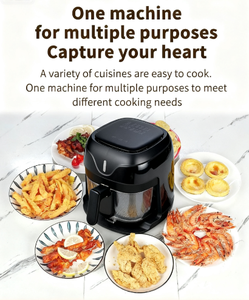 مقلاة هوائية زجاجية متعددة الوظائف بدون زيت سعة 5.1-6.0 لتر مع شاشة تحكم باللمس للاستخدام المنزلي - للخبز والتحميص وإعادة التسخين - Product Image 5