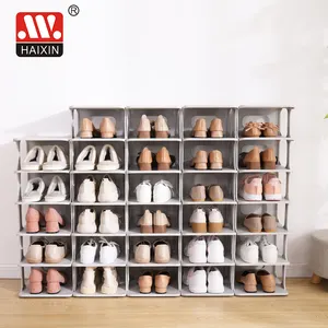 6 uds montaje de plástico desmontable para el hogar apilable plegable Zapatero organizador interior zapatillas Sandalias deportes zapatos estante