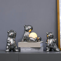 Figurine d'ours en céramique Sculpture de bureau animale Décoration de la maison