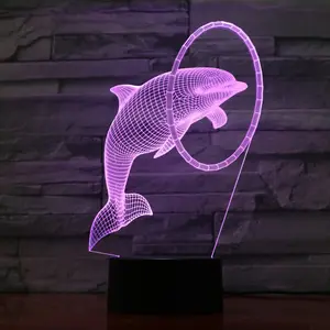 3D Led Night Light Marineสัตว์Dolphin Shape 7เปลี่ยนสีสำหรับตกแต่งโต๊ะ/ตารางโคมไฟวันหยุดของขวัญ