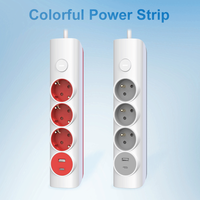 Soket meja Universal pengisian cepat Outlet daya Port USB Strip putih produk inovatif 3 * 16A 250V Strip daya soket steker