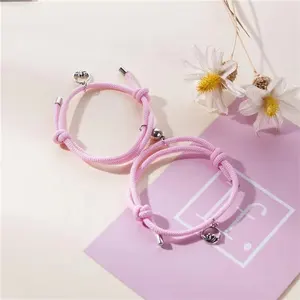 Brazalete de montaña con imán de amor, pulsera de cuerda de un par de poliéster, promesa de amor