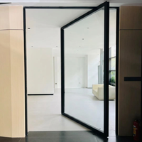 Porte pivotante en verre à rupture de pont thermique en alliage d'aluminium de qualité commerciale, isolation acoustique pour chambre à coucher, bureau, espace intérieur