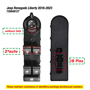 735648127 Per Jeep <span class=keywords><strong>Renegade</strong></span> Liberty 2016 2017 2018 2019 2020-2023, Interruttore Principale di Controllo Finestrino Elettrico Sinistro - Product Image 3