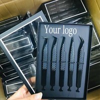 Pinces à Cils Personnalisées avec Boîte, Pinces à Cils à Forte Adhérence à Pointe en Fibre pour Extension de Cils