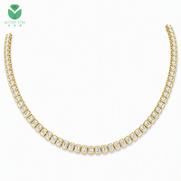 Collar de tenis de lujo con diamantes cultivados en laboratorio de corte esmeralda personalizados, oro amarillo de 14K y 18K, D VVS, certificado IGI, engaste de garra, para mujer, para la noche