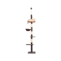 Arbre à chat moderne de luxe, tour du sol au plafond, poteau en sisal épaissi stable, multifonctionnel, cadre d'escalade minimaliste pour chat, carton