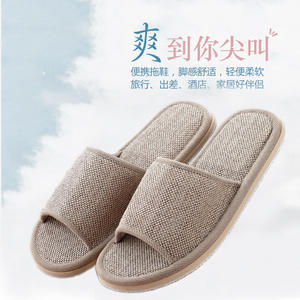 Chaussons d'hôtel légers et respirants, antidérapants, design pour sols en bois, doux, en coton et lin, pour intérieur et extérieur, semelle en EVA bon marché - Product Image 6