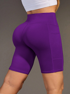 Shorts de Sport Femme d'Entraînement Cycliste Gym Course Yoga 8 Pouces Respirants Compression Taille Haute avec Poches Grande Taille - Product Image 2