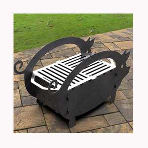 Camino a legna autoportante con griglia da giardino in acciaio Corten personalizzato - Product Image 4